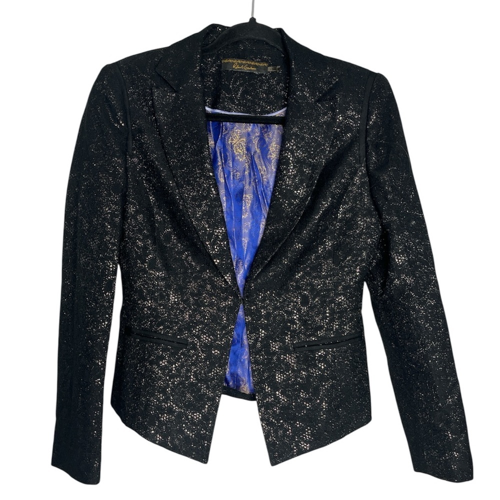 Robert Graham Black and Metallic Rose Gold Elegant Blazer, size 4